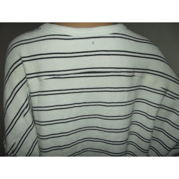 Maurices Sweatshirt Womens 3X Black White Long Sleeve Striped Textured Crew Top - Picture 8 of 10